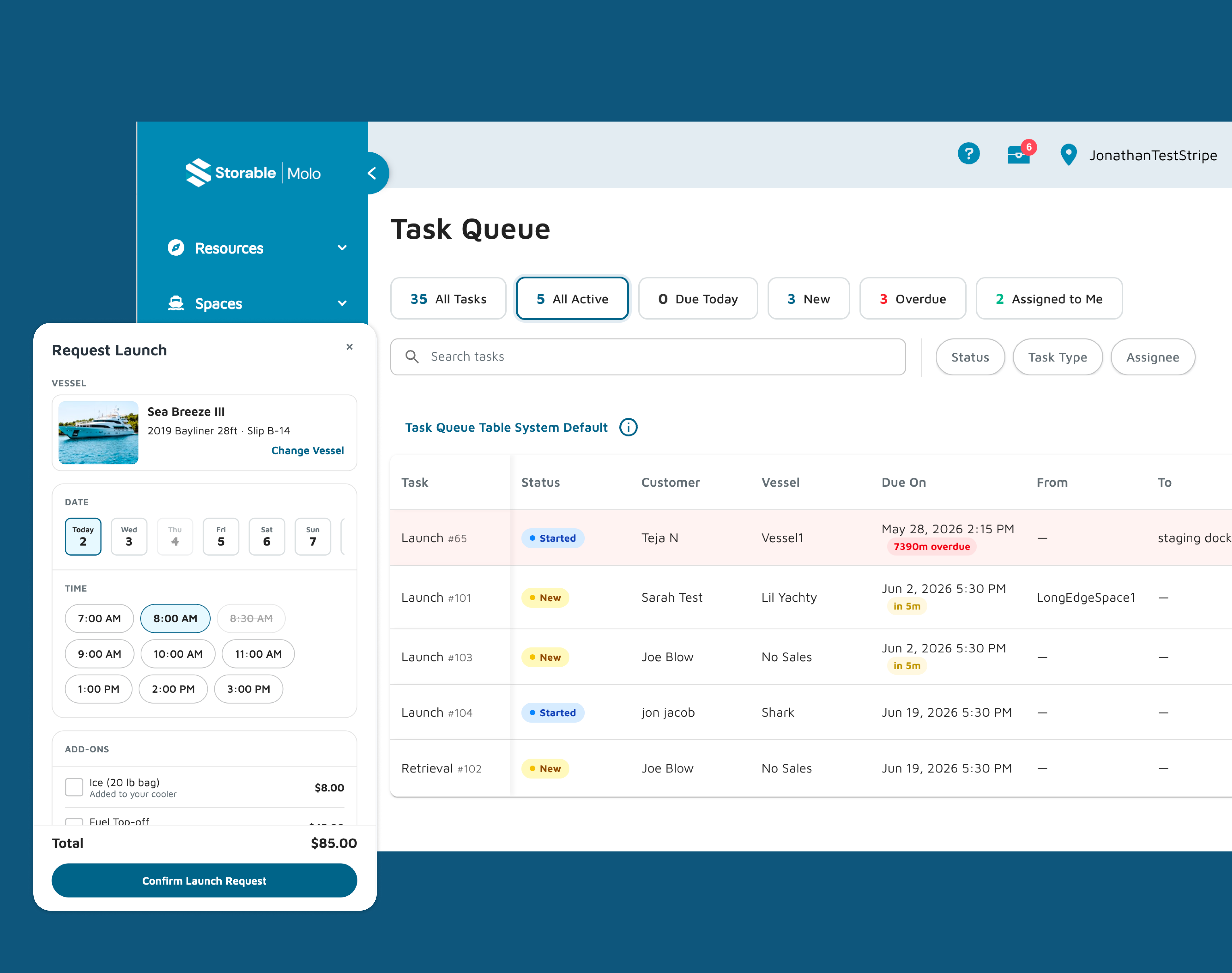 Task management — customer request form and operator queue